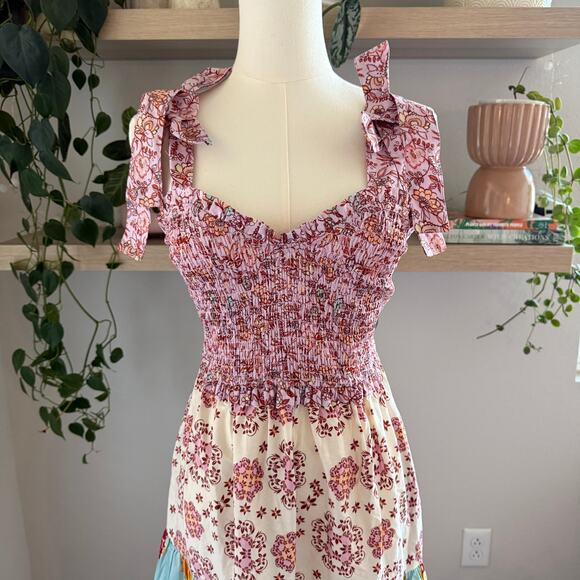 Nanette Lepore Play Tiered Patchwork Floral Maxi Dress Cottagecore Boho Size S - Picture 3 of 11